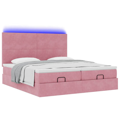 Struttura Letto Pouf con Materassi Rosa 180x200 cm Velluto | homemem39