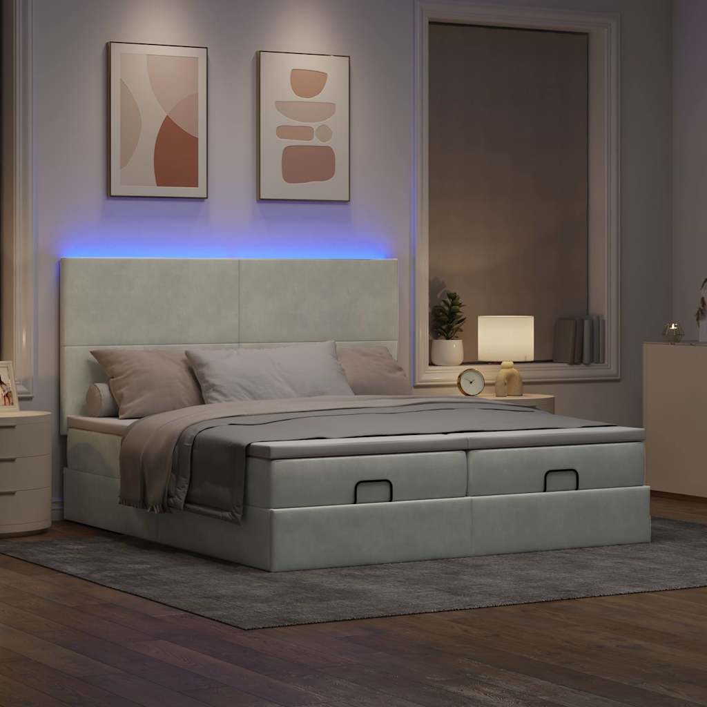 Struttura Letto Pouf con Materassi 200x200 cm Velluto