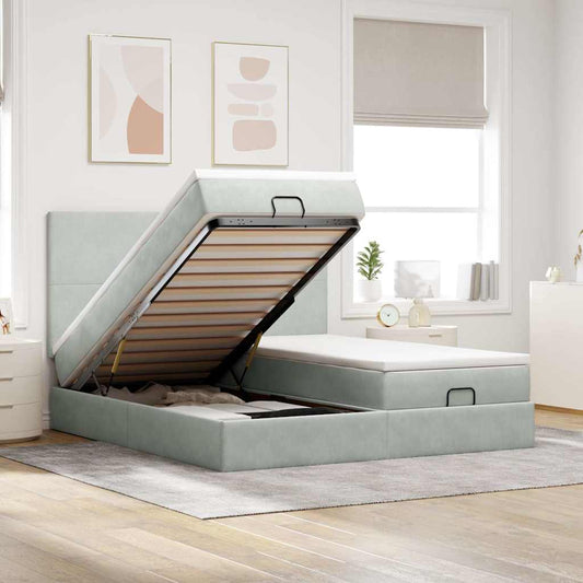 Struttura Letto Pouf con Materassi 200x200 cm Velluto