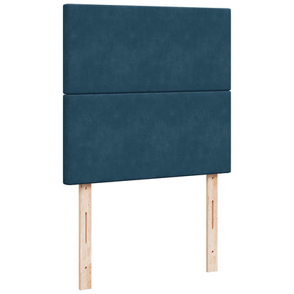 Pouf Letto con Materassi e LED Blu Scuro 200x200cm Velluto
