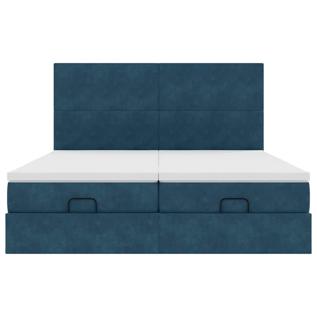 Pouf Letto con Materassi e LED Blu Scuro 200x200cm Velluto | homemem39