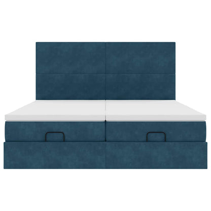 Pouf Letto con Materassi e LED Blu Scuro 200x200cm Velluto | homemem39