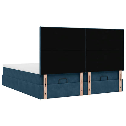 Pouf Letto con Materassi e LED Blu Scuro 200x200cm Velluto | homemem39