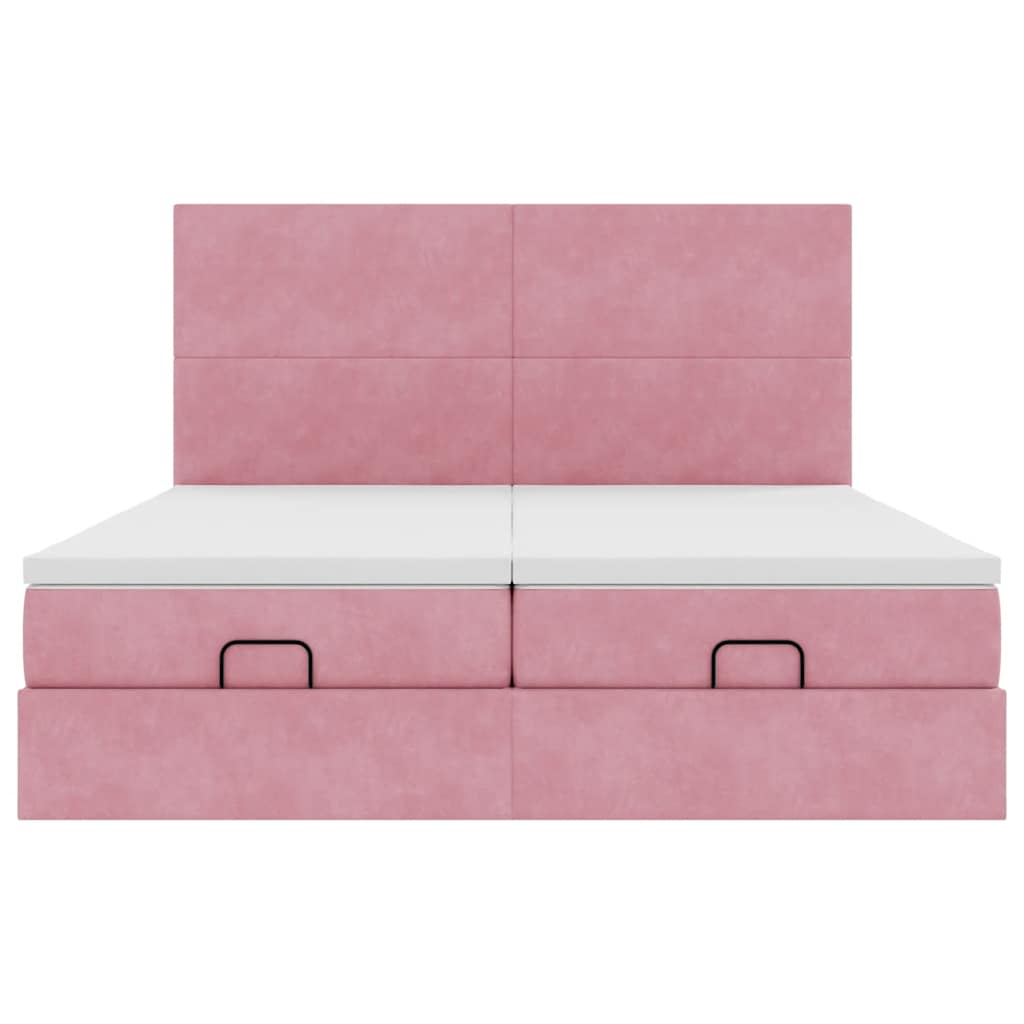 Struttura Letto Pouf con Materassi Rosa 200x200 cm Velluto | homemem39