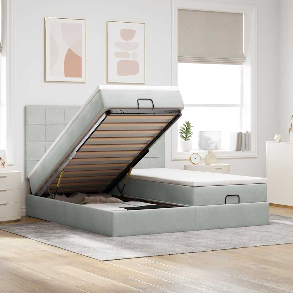 Struttura Letto Pouf con Materassi 160x200 cm in Velluto | homemem39