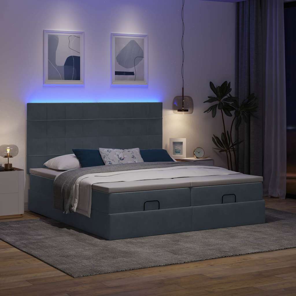 Struttura Letto Pouf con Materassi 160x200 cm in Velluto | homemem39