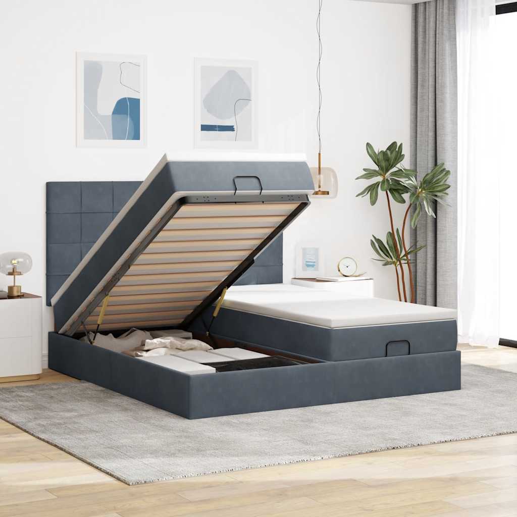 Struttura Letto Pouf con Materassi 180x200 cm Velluto | homemem39
