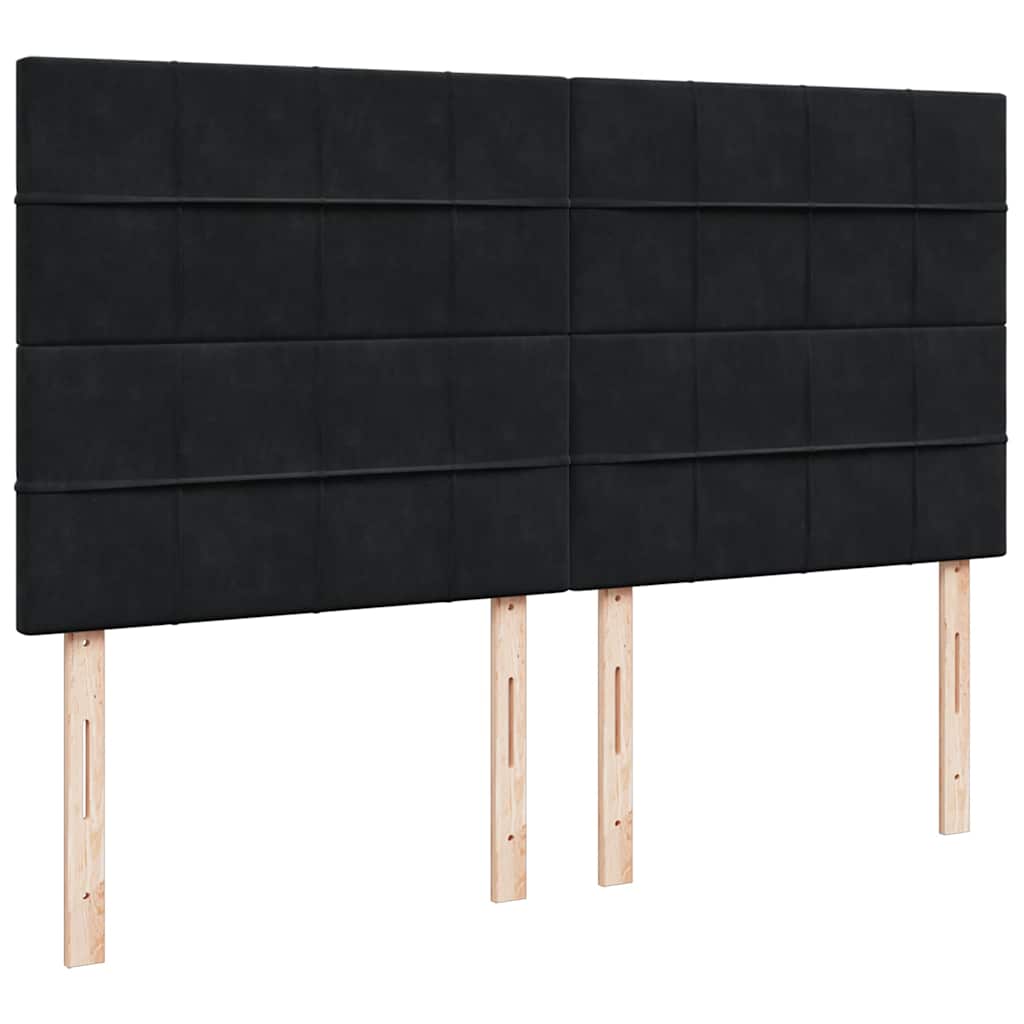 Struttura Letto Pouf con Materassi Nero 180x200 cm in Velluto