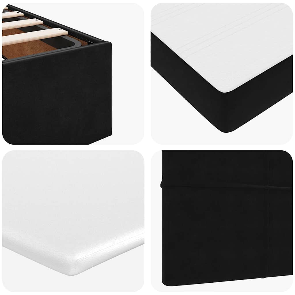 Struttura Letto Pouf con Materassi Nero 180x200 cm in Velluto