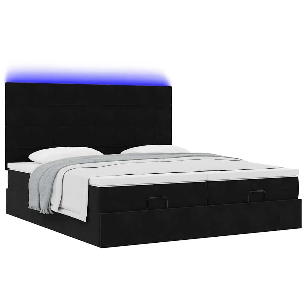 Struttura Letto Pouf con Materassi Nero 180x200 cm in Velluto | homemem39