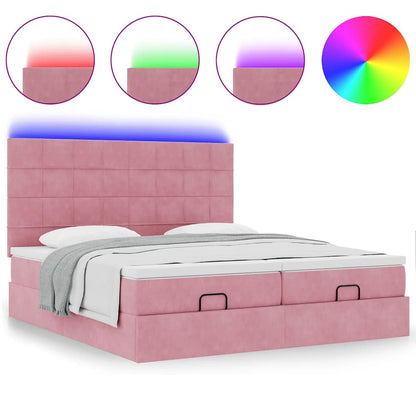 Struttura Letto Pouf con Materassi Rosa 180x200 cm Velluto | homemem39