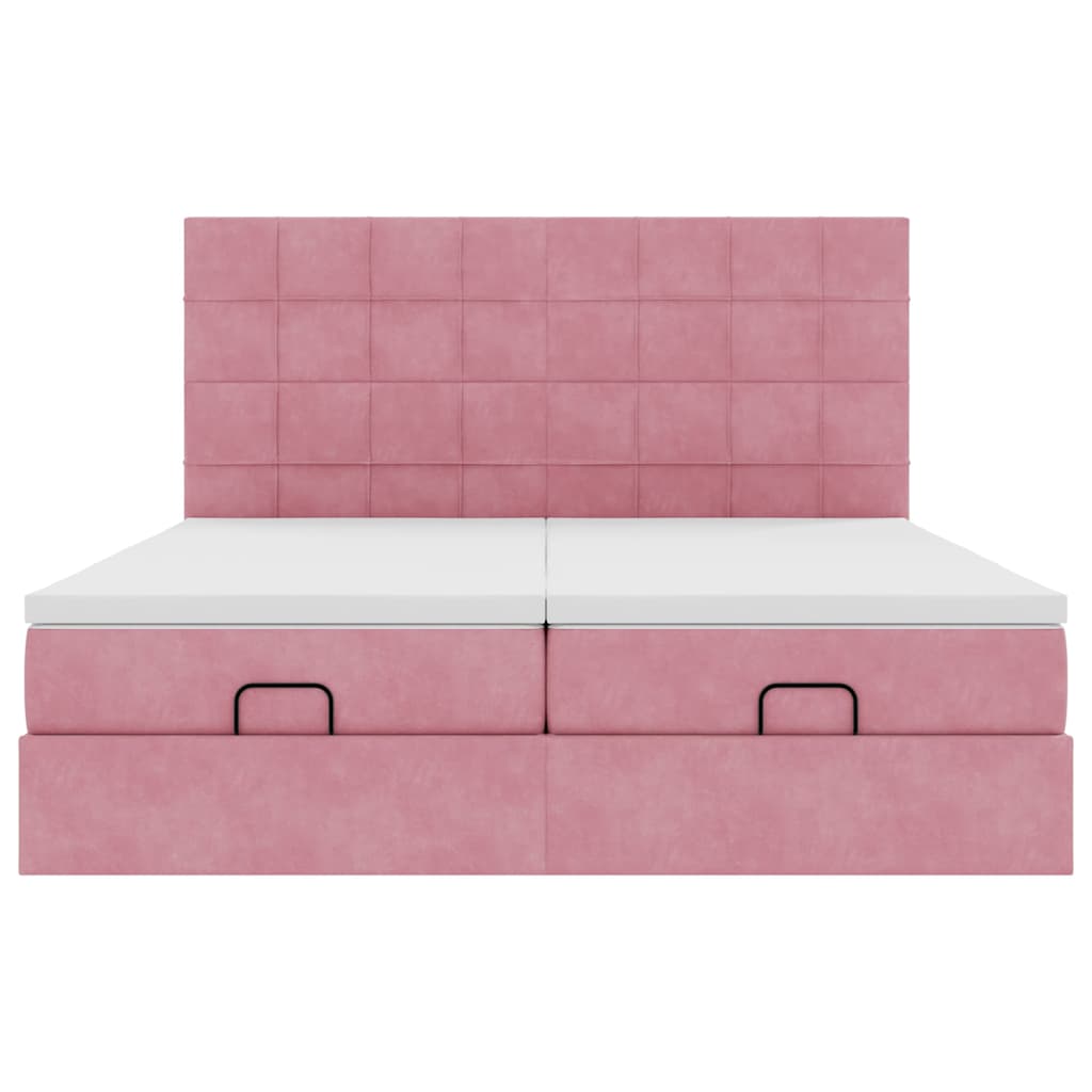 Struttura Letto Pouf con Materassi Rosa 180x200 cm Velluto | homemem39
