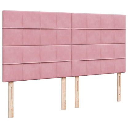 Struttura Letto Pouf con Materassi Rosa 200x200 cm Velluto