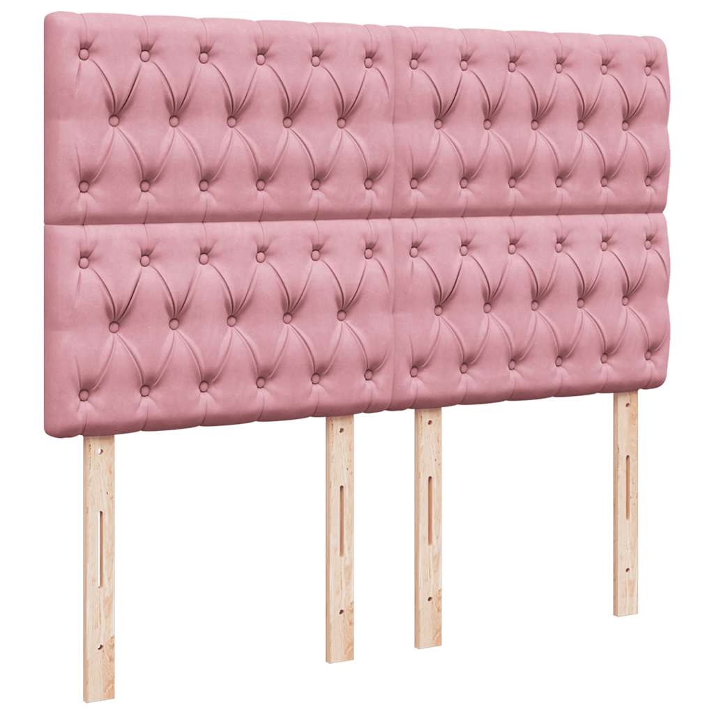Struttura Letto Pouf con Materassi Rosa 160x200 cm Velluto