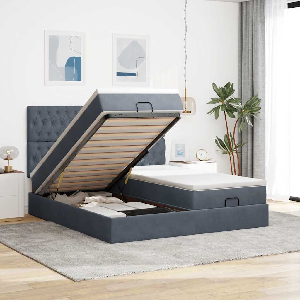 Struttura Letto Pouf con Materassi 180x200 cm Velluto