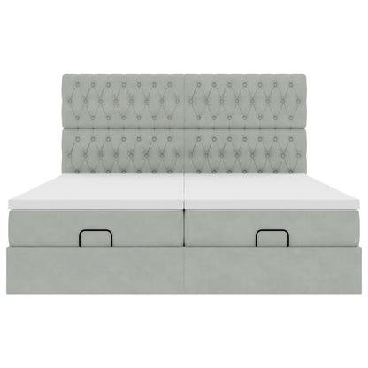 Struttura Letto Pouf con Materassi 200x200 cm Velluto