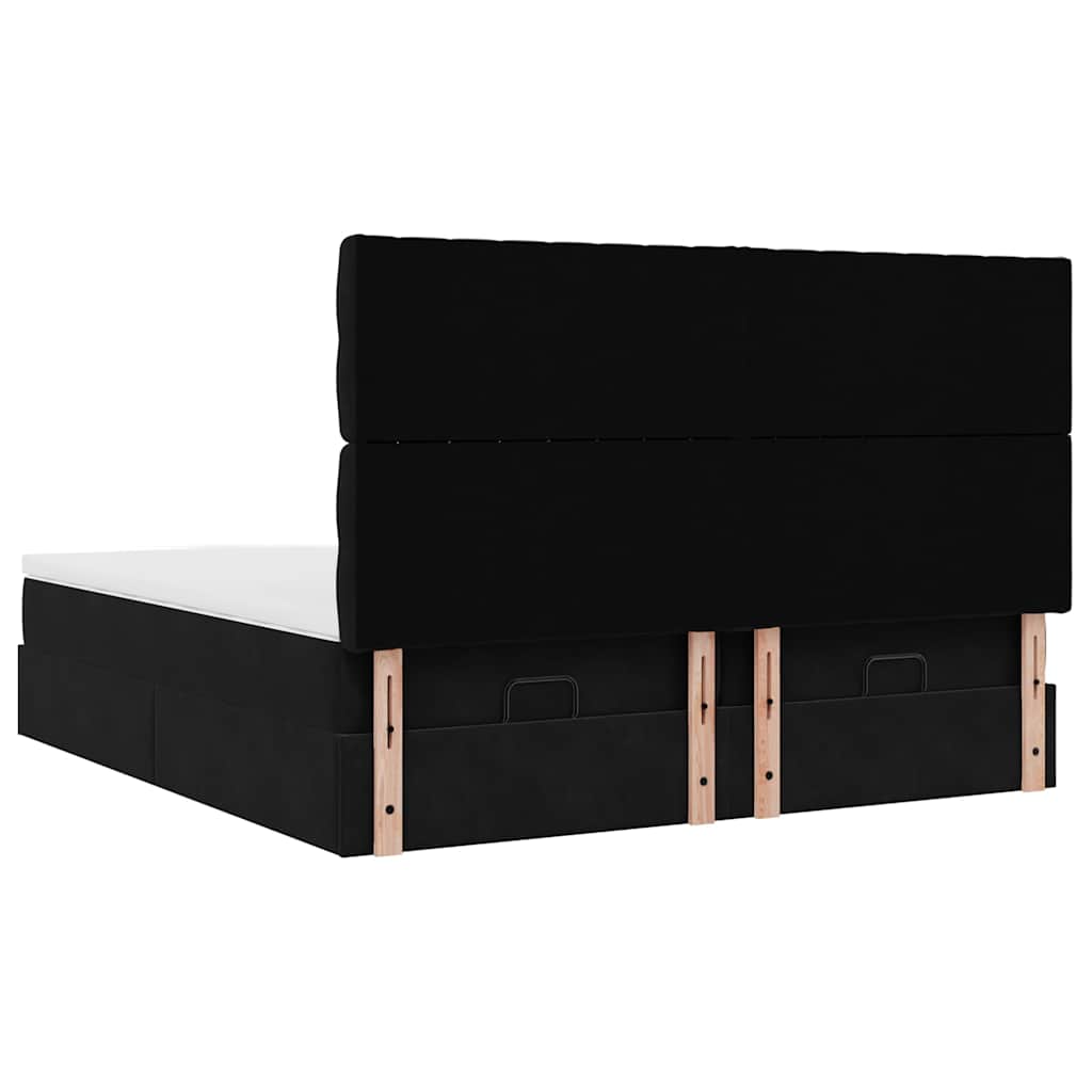 Struttura Letto Pouf con Materassi Nero 200x200 cm Velluto - homemem39