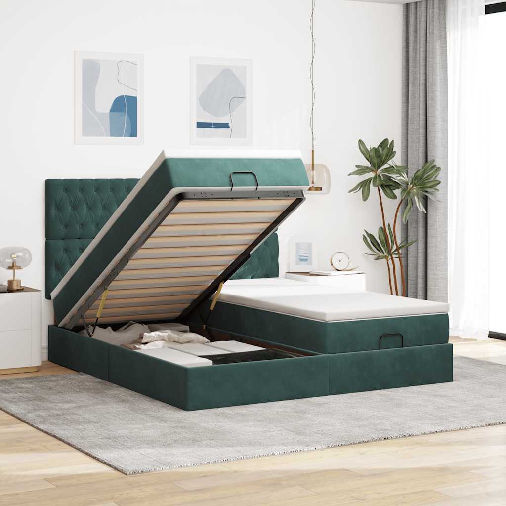 Struttura Letto Pouf con Materassi 200x200 cm Velluto | homemem39
