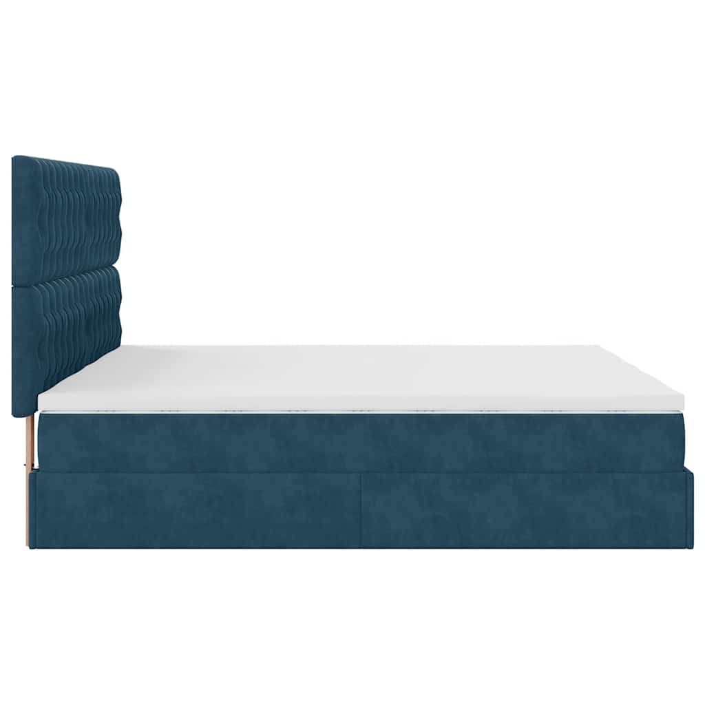 Pouf Letto con Materassi e LED Blu Scuro 200x200cm Velluto | homemem39