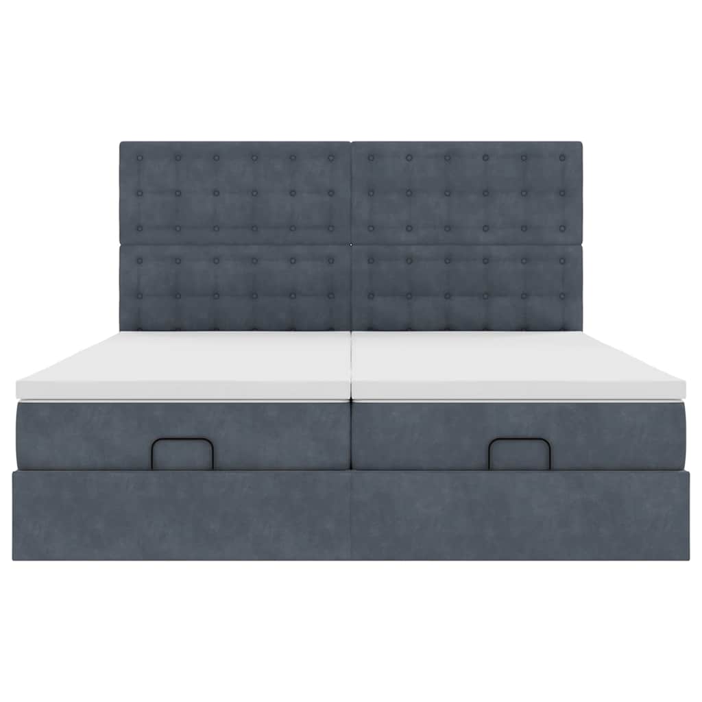 Struttura Letto Pouf con Materassi 160x200 cm in Velluto