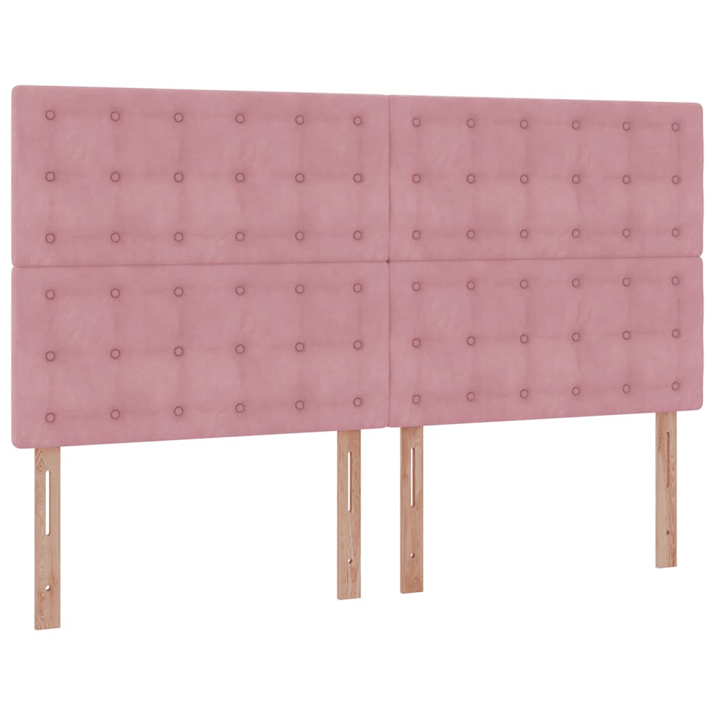 Struttura Letto Pouf con Materassi Rosa 160x200 cm Velluto | homemem39