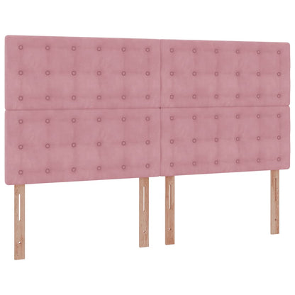 Struttura Letto Pouf con Materassi Rosa 160x200 cm Velluto | homemem39