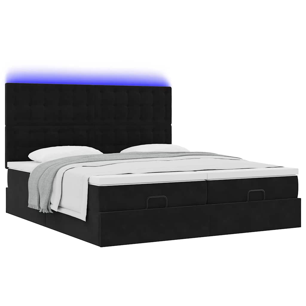 Struttura Letto Pouf con Materassi Nero 180x200 cm in Velluto | homemem39