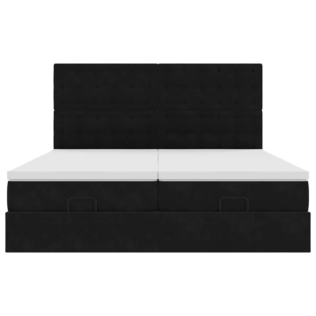 Struttura Letto Pouf con Materassi Nero 180x200 cm in Velluto | homemem39