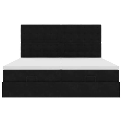 Struttura Letto Pouf con Materassi Nero 180x200 cm in Velluto | homemem39