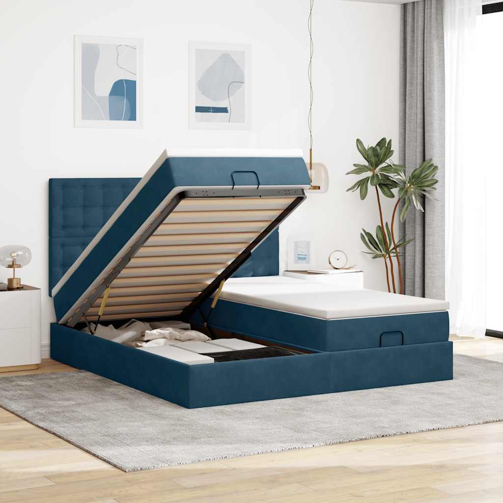 Struttura Letto Pouf con Materassi 180x200 cm Velluto