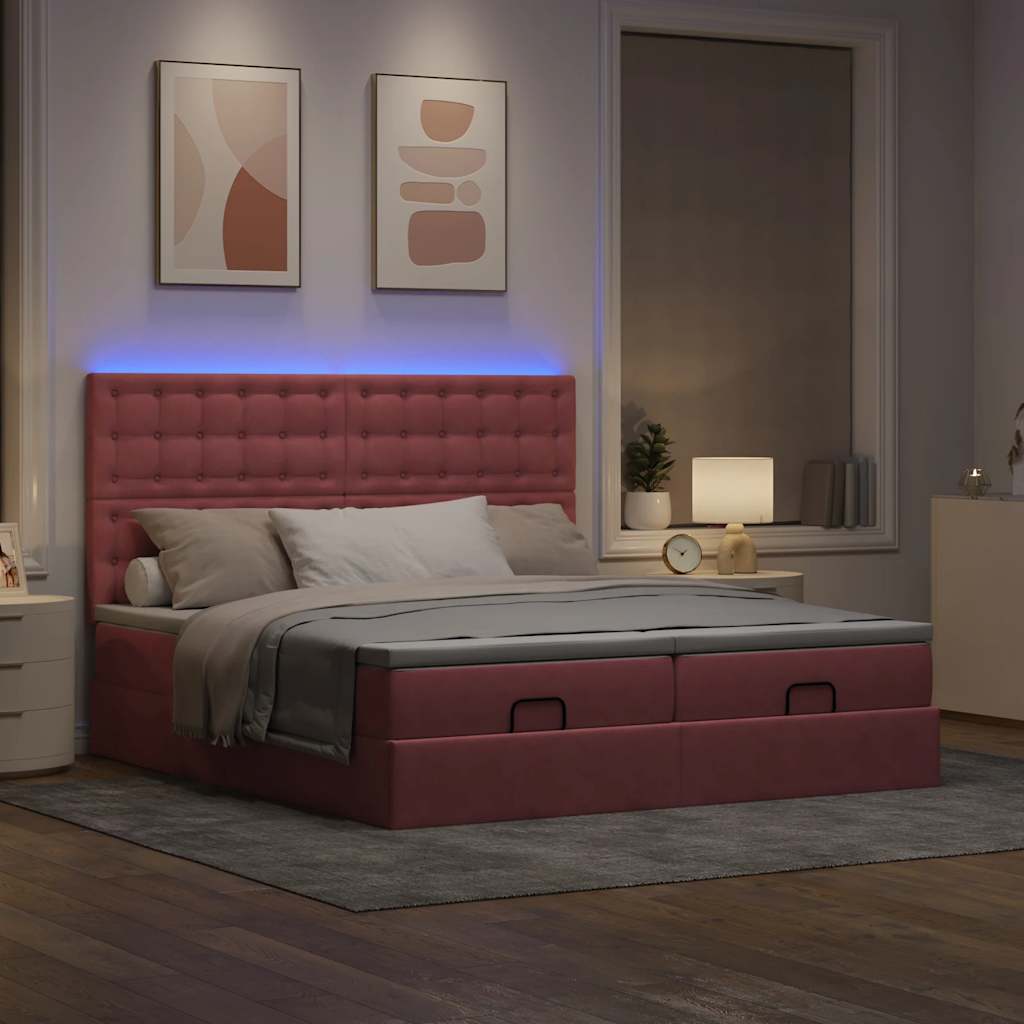 Struttura Letto Pouf con Materassi Rosa 180x200 cm Velluto | homemem39
