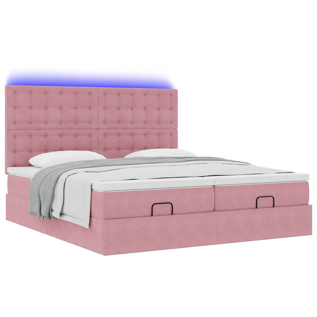 Struttura Letto Pouf con Materassi Rosa 180x200 cm Velluto | homemem39