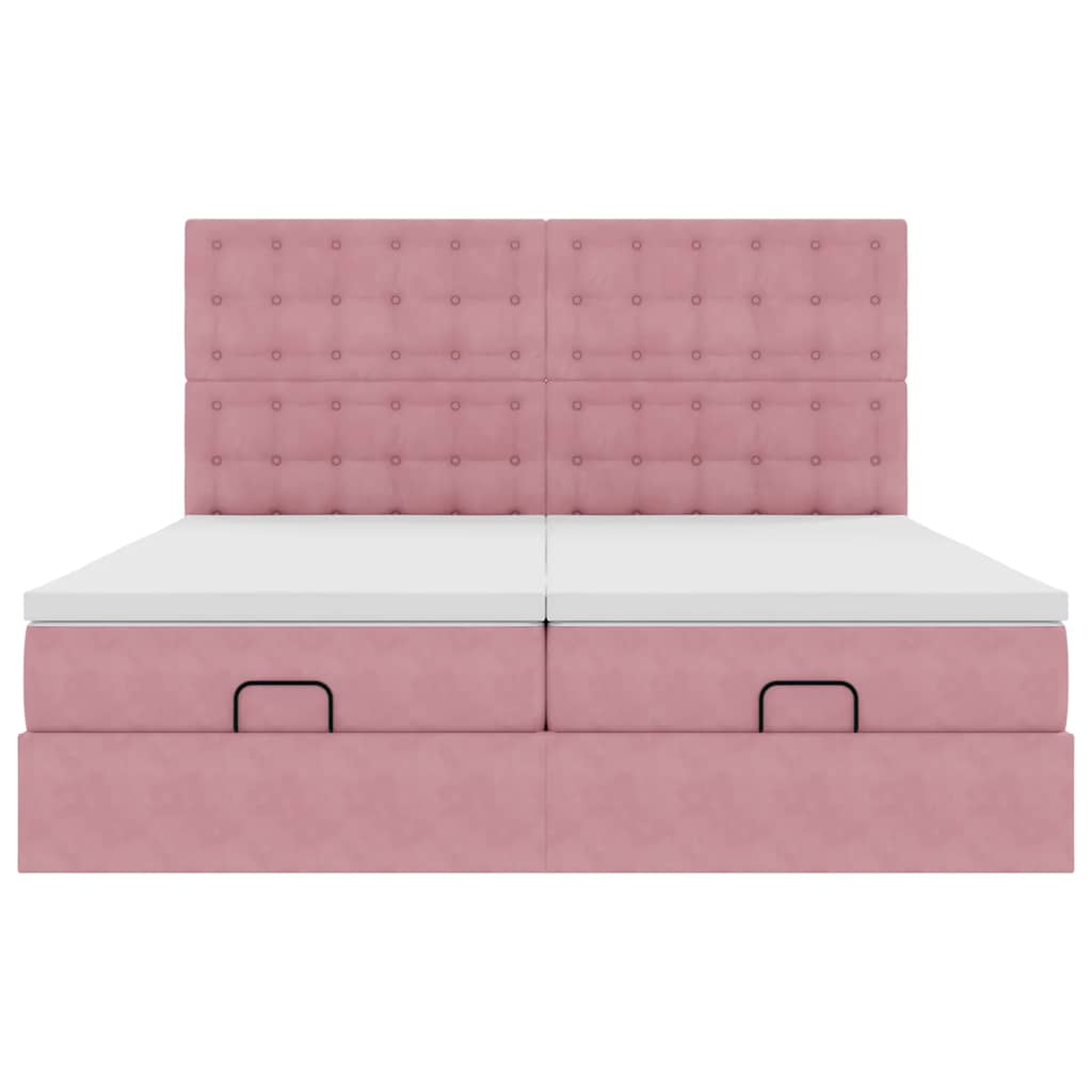 Struttura Letto Pouf con Materassi Rosa 180x200 cm Velluto | homemem39