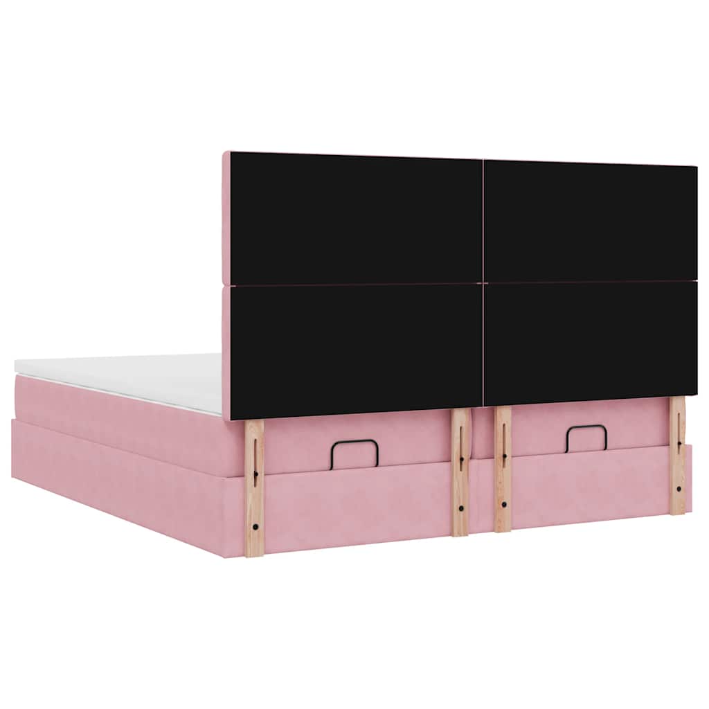 Struttura Letto Pouf con Materassi Rosa 180x200 cm Velluto | homemem39