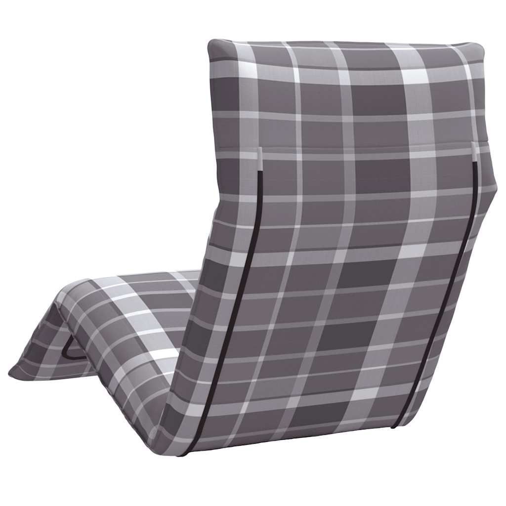 Lettino Pieghevole Quadri Grigi 175x54x8,5 cm in Tessuto Oxford