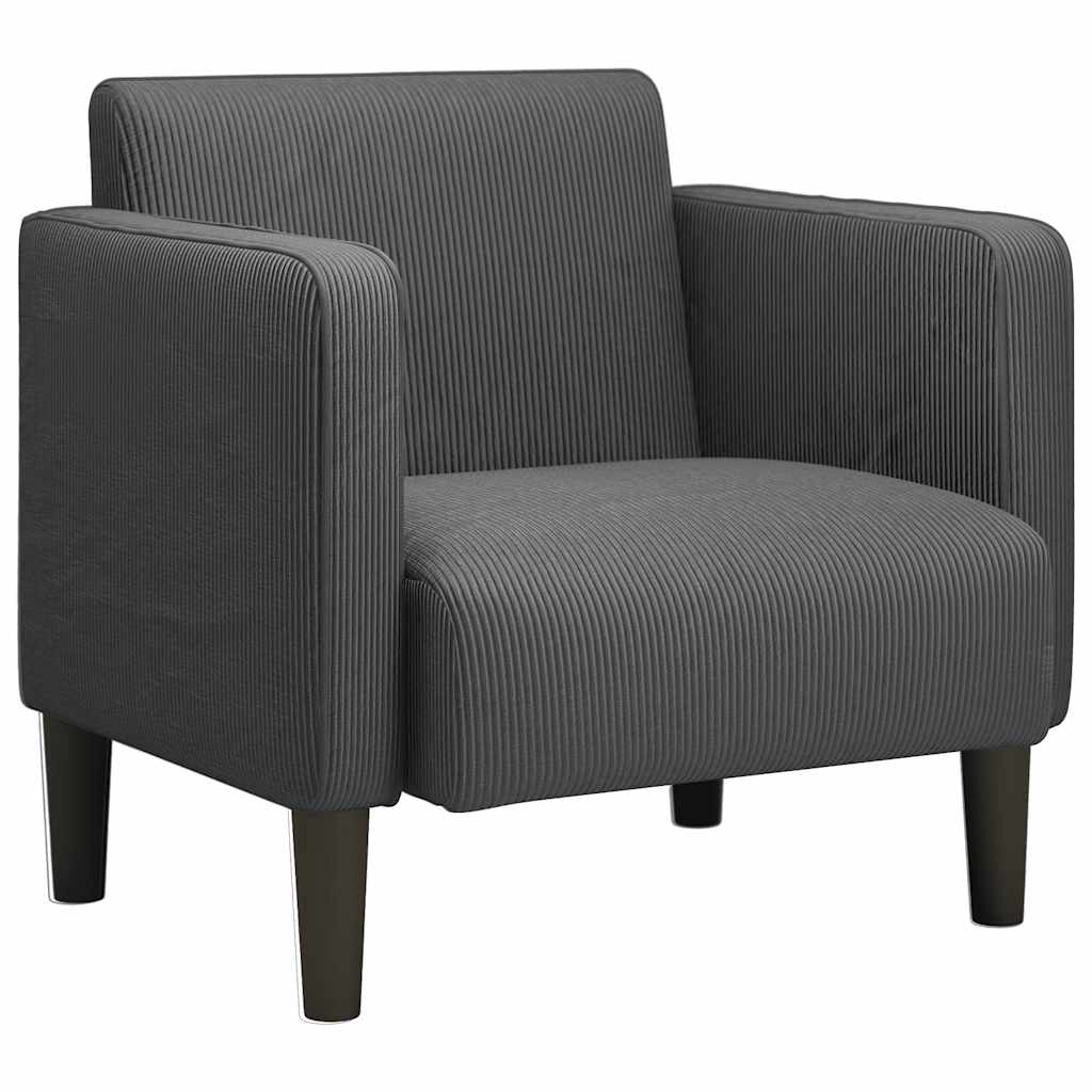 Divano Sedia con Braccioli Grigio Scuro 54 cm Tessuto a Coste | homemem39