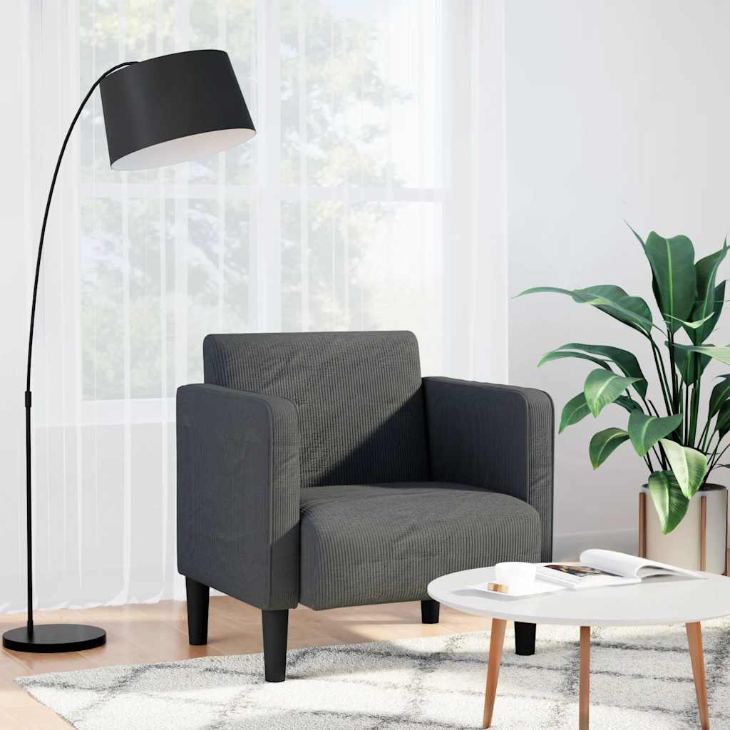 Divano Sedia con Braccioli Grigio Scuro 54 cm Tessuto a Coste | homemem39