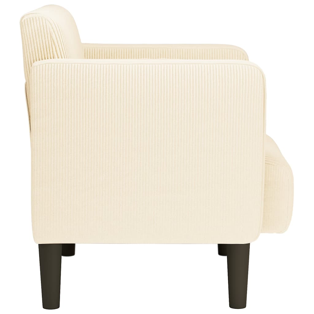Divano Sedia con Braccioli Crema 54 cm Tessuto a Coste