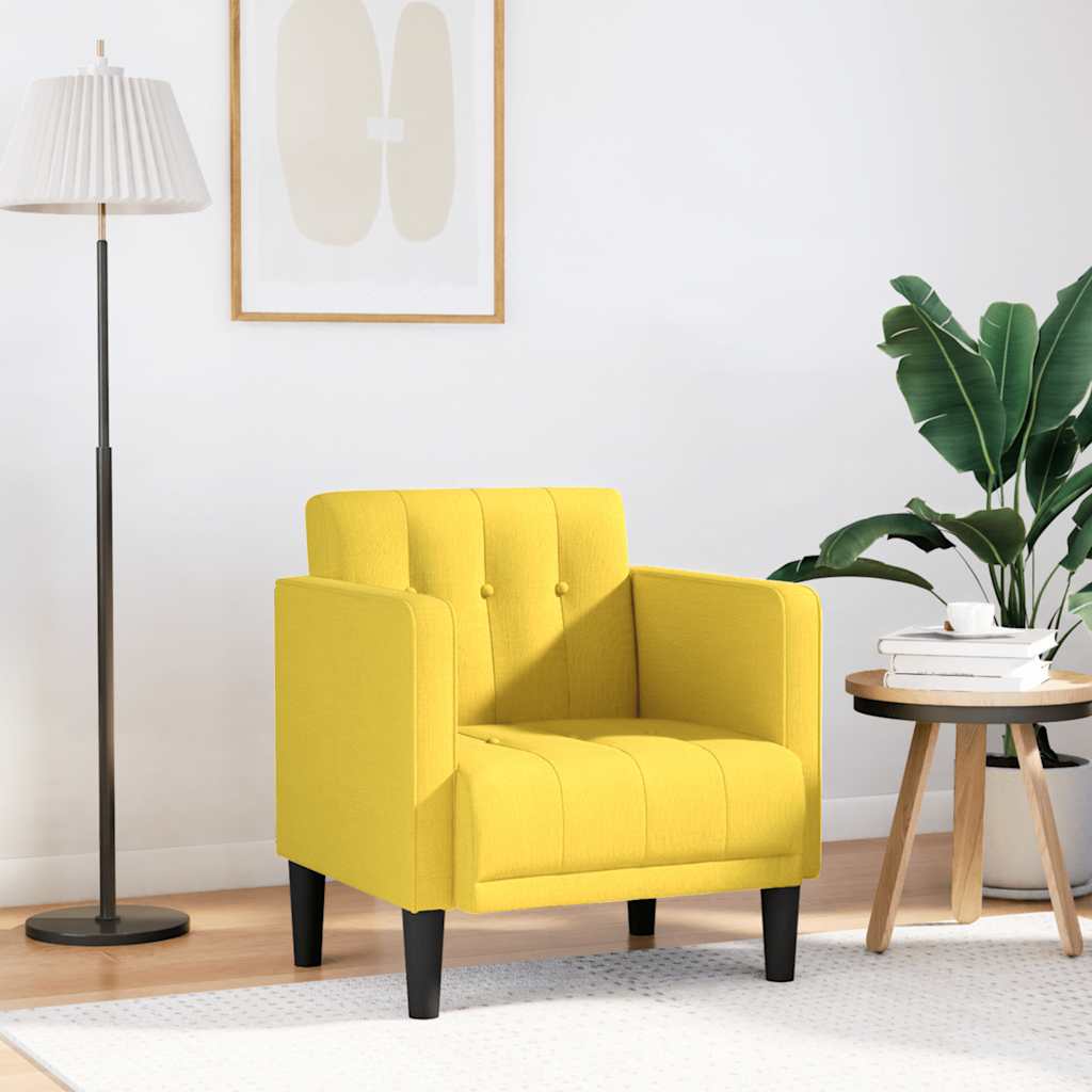 Divano Sedia con Braccioli Giallo Chiaro 53 cm in Tessuto - homemem39