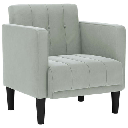 Divano Sedia con Braccioli Grigio Chiaro 53 cm in Velluto | homemem39