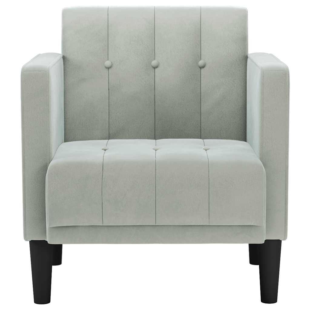 Divano Sedia con Braccioli Grigio Chiaro 53 cm in Velluto