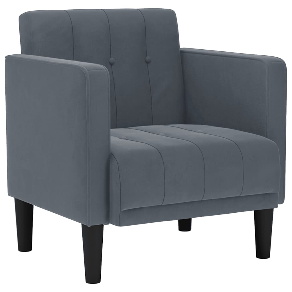 Divano Sedia con Braccioli Grigio Scuro 53 cm in Velluto | homemem39
