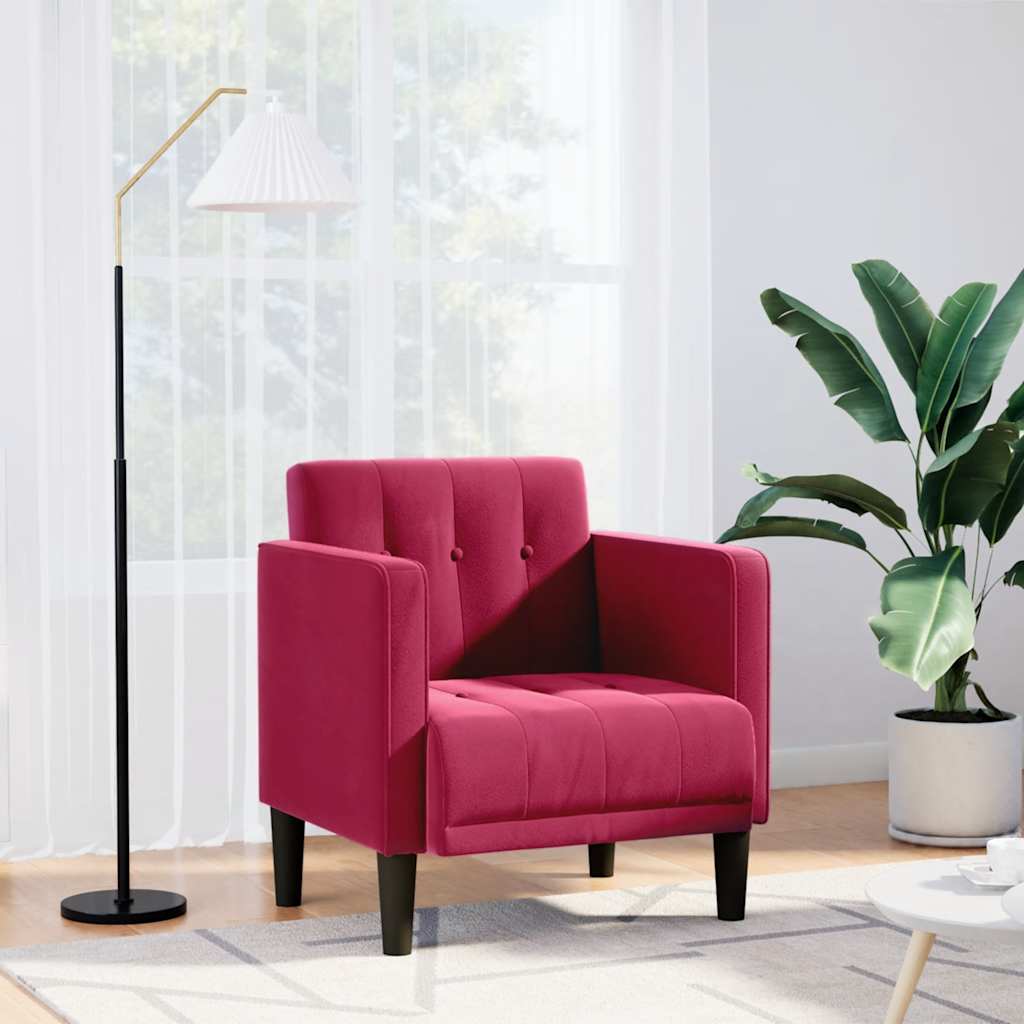 Divano Sedia con Braccioli Rosso Vino 53 cm in Velluto | homemem39