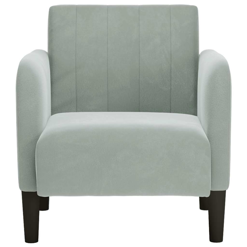 Divano Sedia con Braccioli Grigio Chiaro 54 cm in Velluto