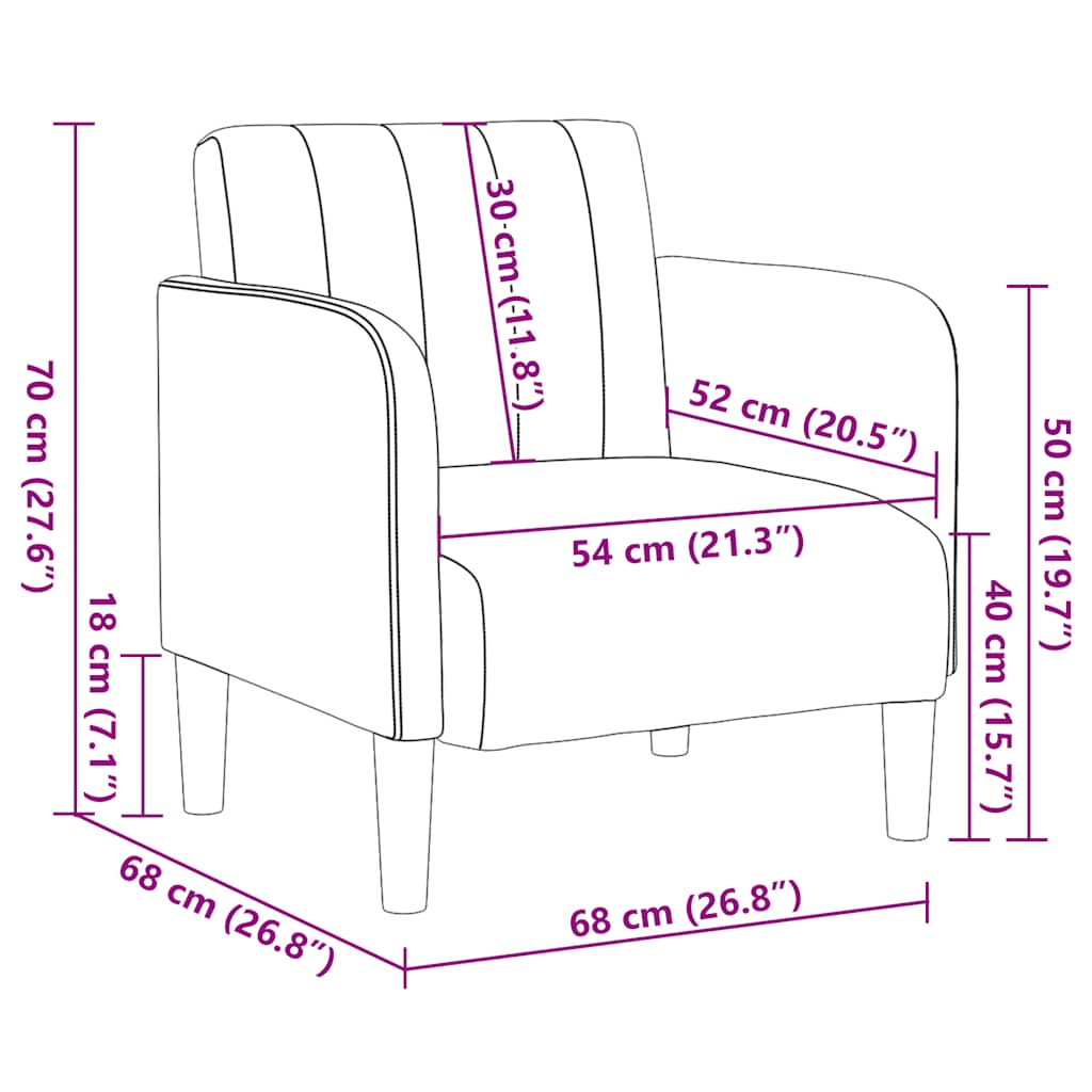 Divano Sedia con Braccioli Grigio Scuro 54 cm in Velluto | homemem39