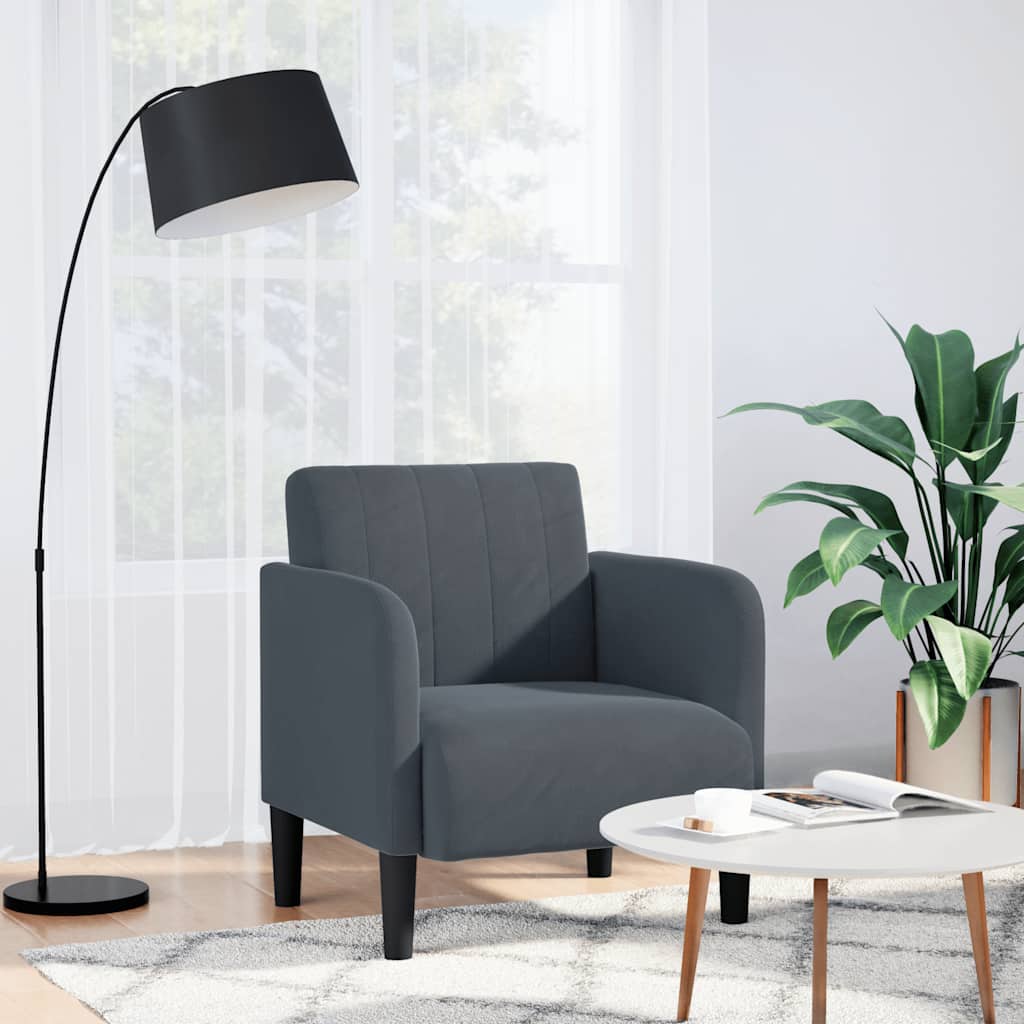 Divano Sedia con Braccioli Grigio Scuro 54 cm in Velluto | homemem39