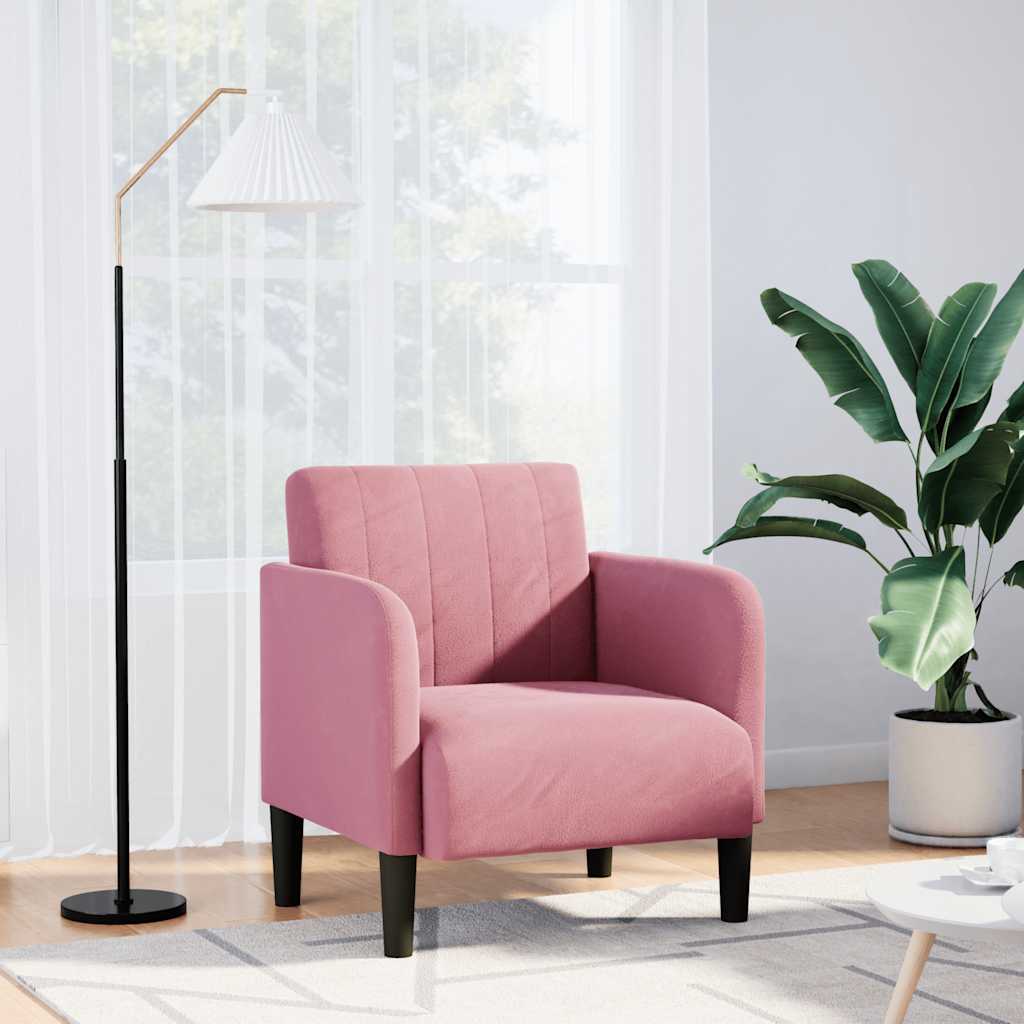 Divano Sedia con Braccioli Rosa 54 cm in Velluto