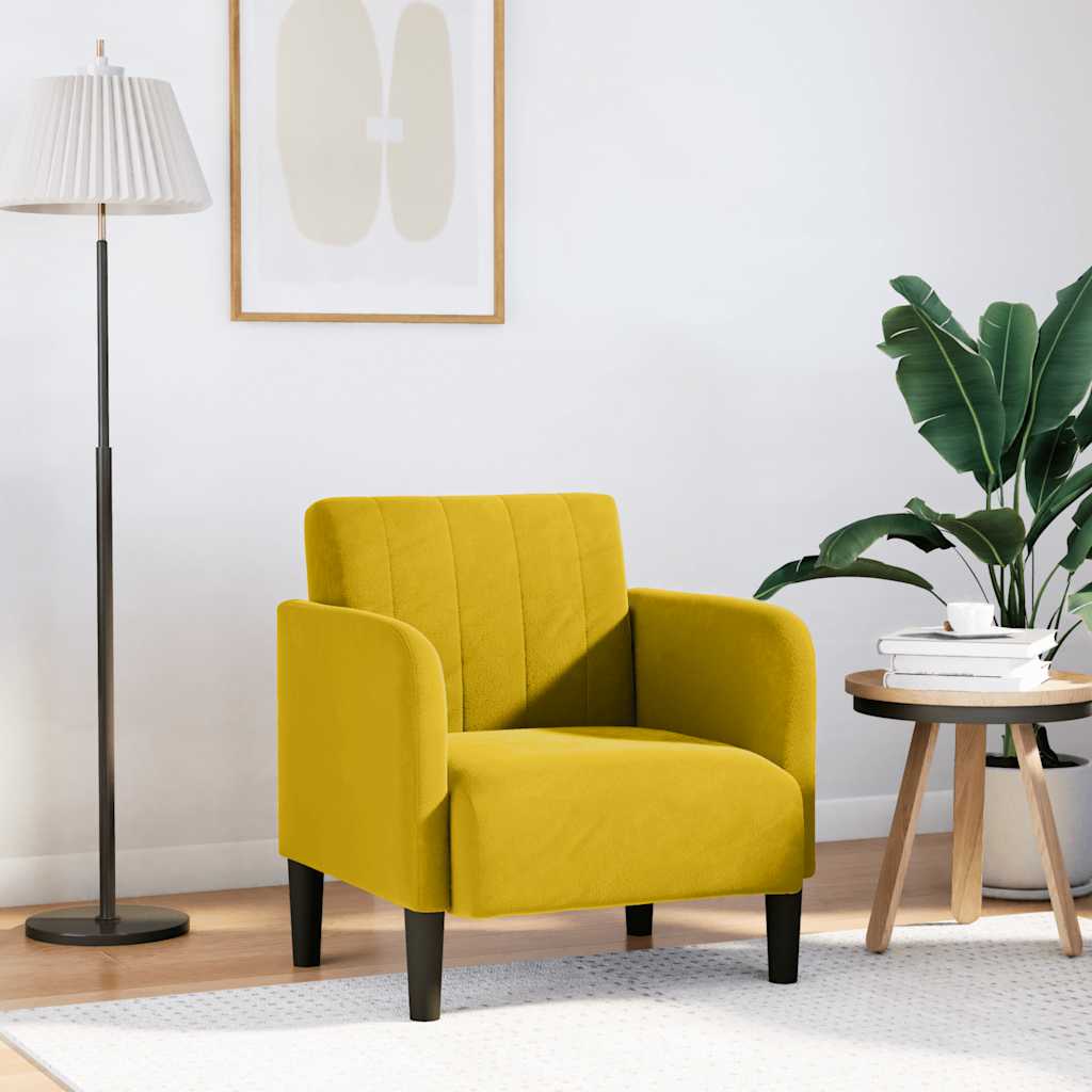 Divano Sedia con Braccioli Giallo 54 cm in Velluto | homemem39