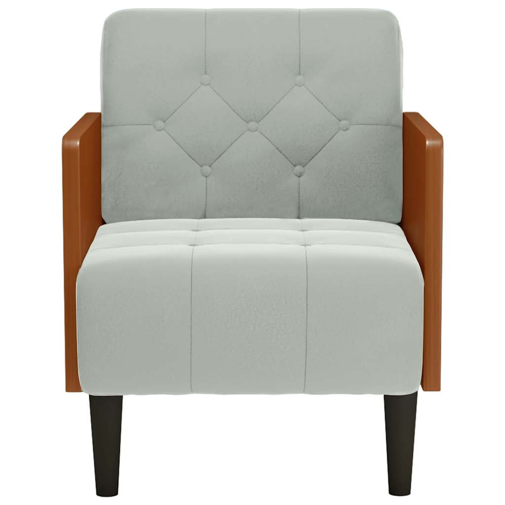 Divano Sedia con Braccioli Grigio Chiaro 55 cm in Velluto - homemem39