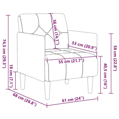 Divano Sedia con Braccioli Grigio Chiaro 55 cm in Velluto - homemem39